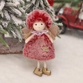 Angelo di Natale in peluche rosso scuro con ali dorate e decorazione a stella - Ciondolo Angelo Rosso