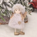 Angelo di Natale in peluche bianco crema con ali dorate e paillettes a fiocco di neve - Pendaglio Angelo Bianco