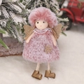 Bambola angelo di Natale in peluche rosa e oro con ali di paillettes e fiocchi - Pendaglio Angelo Rosa
