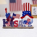 Independence Day wooden desk decor with I Love USA sign, Statue of Liberty and gnome - Style B Wooden Ornament