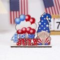 Wooden 4th of July Gnome tabletop decor with balloons and festive red white blue design - Style C Wooden Ornament