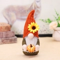 Gnome plush in orange knit hat with sunflower holding a pumpkin for harvest decor - Holding Pumpkin Doll Ornament (4881026981947)