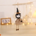 Halloween-Hexe-Skelett-Puppe mit Jutesack-Kleid und spitzem schwarzen Hexenhut - Weiße Geist Puppenanhänger