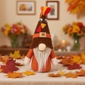 Gnomo pavo de peluche con barba blanca y colores de otoño para decoración de mesa - Estilo Gnomo de Bosque Macho Luminoso