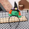 Halloween Hexen-Haarreif mit grünem Gesicht und lila Hut als Party-Haarschmuck Zubehör - Hexen-Stirnband
