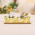 Decorazione da tavolo in legno con gnomo ape e girasole scritta Welcome - Stile Welcome (Ornamento in legno Stile A)