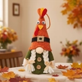 Gnomo de peluche para Acción de Gracias con gorro de punto naranja y trenzas blancas - Estilo Gnomo de Bosque Hembra Luminoso