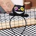 Halloween-Haarreif aus schwarzem Plüsch mit bunt bestickten Katzenaugen für Partys - Schwarze Katze Stirnband