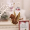 Adorno navideño de pájaro de fieltro marrón y beige con cordel de yute rústico - Marrón