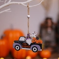 Decorazione di Halloween a forma di camion in legno con gnomo e zucche - Camion Viola Gnomo Zucca (Stile A)