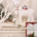 Encantador pájaro de fieltro de lana blanco colgante para decorar el árbol de Navidad - Blanco