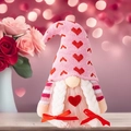 Pink Valentine faceless gnome doll with white braids and heart pattern knitted hat - Girl Style With Braids (W-QT81)