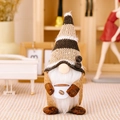 Gnome en peluche thème café avec chapeau rayé et paillettes pour décoration - Ornement Gnome Café Chapeau Rayé