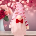 Pink Valentine's Day gnome doll with heart patterned hat and long pink beard - Boy Style With Beard (W-QT80)