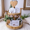 Ensemble plateau à étages de style ferme rustique avec panneaux décoratifs en bois - Ensemble Plateau Décoratif