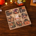 Set di 9 ciondoli di Halloween in legno con motivi di zucca, pipistrello e fantasma - Stile B