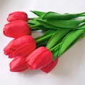 Realistische kunstmatige mini-tulpen in felrood PU-materiaal voor decoratie - Rood