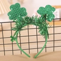 Grüner St. Patrick's Day Haarreif mit Lametta und glitzernden Kleeblatt-Verzierungen - Grüner Pailletten Haarreif