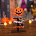 Decorazione da tavolo in legno per Halloween con zucca e cartelli direzionali - Ornamento in Legno di Zucca (A25-004)
