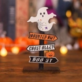 Decorazione da tavolo in legno per Halloween con fantasmi e zucche per feste a tema - Ornamento in Legno di Fantasma (A25-005)