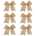 Set of six natural burlap jute bows for Christmas tree and festive wreath decoration - Natural Burlap Style
