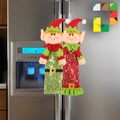 Cubiertas brillantes para manijas de nevera de elfos navideños en lentejuelas rojo y verde - Juego de Cintas Rojas y Verdes