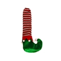 Christmas elf leg chair cover featuring red green stripes and white pompom detail - Green Elf Chair Leg Cover (F-W217) / Green