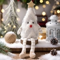 Cute white plush Christmas tree doll with star and long striped legs for home decor - Christmas Tree Doll Ornament / White