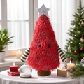 Süße rote Plüsch-Weihnachtsbaum-Puppe mit Stern und grün gestreiften Armen - Rot