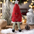 Cute plush red Christmas tree doll with long legs and silver star for festive decoration - Christmas Tree Doll Ornament / Red