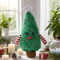 Süße grüne Plüsch-Weihnachtsbaum-Puppe mit Stern und gestreiften Armen für die Deko - Grün