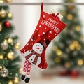 Christmas stocking gift bag with cartoon snowman and Merry Christmas print in red and white - Snowman Decoration Stocking