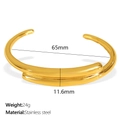 Polished 18k gold plated stainless steel open bangle with 65mm inner diameter - SZ181 Fluid Style / Gold (SZ181)