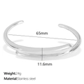 Silver stainless steel open bangle with double-layer streamline design and polished finish - SZ181 Fluid Style / Silver (SZ181)