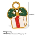 Weihnachtsgeschenk-Anhänger aus Edelstahl mit grünem Deckel und rotem Band - Grün Weiße Geschenkbox (PJ77)