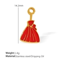 Roter Emaille Geschenktüten Anhänger aus Edelstahl für Weihnachts DIY Schmuck - Rote Taschenform (PJ79)
