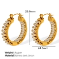 Goldene Creolen aus Edelstahl mit rechteckigem Zirkonia-Besatz für Damen - Gold Weißer Strass