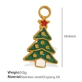 Weihnachtsbaum Anhänger aus Edelstahl mit grüner Emaille und Gold-Finish - Goldpunkt Weihnachtsbaum (PJ90)
