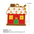 Weihnachtshaus-Anhänger aus Edelstahl in Rot und Weiß für DIY-Schmuckherstellung - Rotes Weihnachtshaus (PJ93)