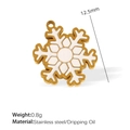 Goldener Edelstahl Schneeflocken Anhänger mit weißem Emaille-Detail, 12,5 mm Größe - Weiße Emaille Schneeflocke (PJ95)