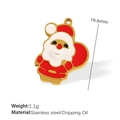 Cartoon Weihnachtsmann Anhänger aus rotem und weißem Emaille auf goldenem Edelstahlfuß - Weihnachtsmann mit Beutel (PJ99)