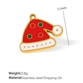 Weihnachtsmütze-Anhänger aus Edelstahl mit roter Emaille-Füllung, 11mm Größe - Dreifarbiger Weihnachtsmannhut (PJ106)