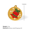 Cartoon-Weihnachtsglocken-Anhänger in Rot und Gold mit grüner Schleife für DIY-Schmuck - Rote Glocke Runder Anhänger (PJ108)