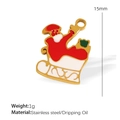 Weihnachts-Sankt-Nikolaus-Schlitten-Anhänger aus goldenem Edelstahl mit rotem und weißem Öl - Schlitten Weihnachtsmann (PJ109)