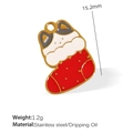 Weihnachtliche Katzen-Socken-Anhänger in Rot und Gold für DIY-Schmuckherstellung - Katze im Weihnachtsstrumpf (PJ110)