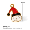 Cartoon Weihnachts-Katzenanhänger aus rotem Emaille-Edelstahl für DIY-Schmuck - Katze im Weihnachtsmannhut (PJ111)
