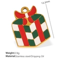 Weihnachts-Geschenkbox Anhänger aus Gold-Edelstahl mit roter und grüner Emaille-Glasur - Schleife Geschenkbox Anhänger (PJ114)