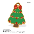 Weihnachtsbaum Anhänger mit grünem Emaille und roter Schleife aus vergoldetem Edelstahl - Schleife Weihnachtsbaum (PJ115)
