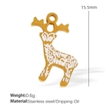 Goldener Edelstahl-Hirsch-Anhänger mit weißen Emailledetails für DIY-Schmuck - Gold Weiß Hirschform (PJ118)
