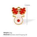 Goldener Rentier-Anhänger aus Edelstahl mit rot-weißer Emaille für Weihnachten - Cartoon Rot Weiß Hirsch (PJ120)